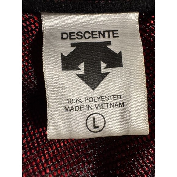 VINTAGE DESCENTE LONG SLEEVE CYCLING JACKET M RED Pockets Full Zip High Neck - Picture 3 of 12